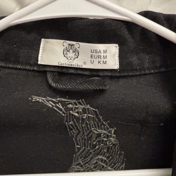 Black Denim Jacket with Silver Moon and Stars - Picture 8 of 8